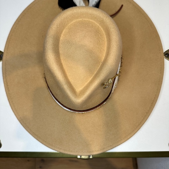 Camel wool wide brim fedora hat main image 4